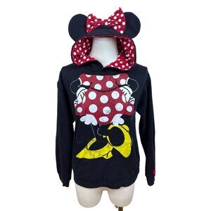 Disney Kids Black Minnie Mouse Hoodie Cotton Blend Size XL